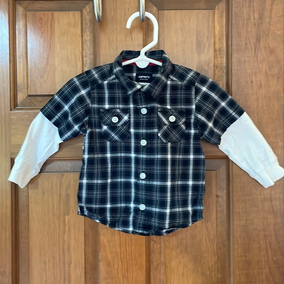 Carters Baby Boy Long Sleeve Button Down Shirt - Size 9M - Picture 1 of 5